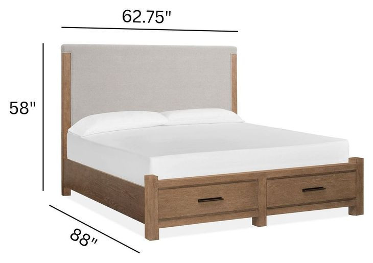 Plum Creek Sierra Brown and Elite Dove Queen Upholstered Storage Panel Bed