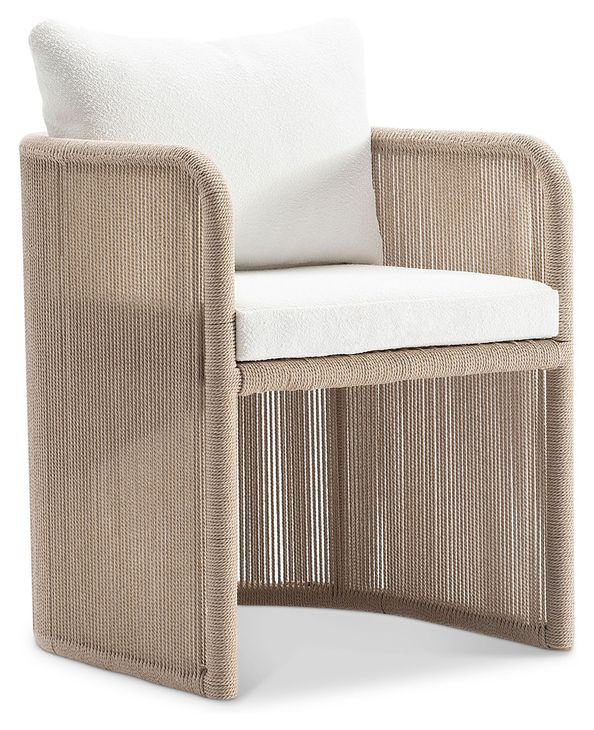 Trellis White Upholstered Outdoor Arm Chair
