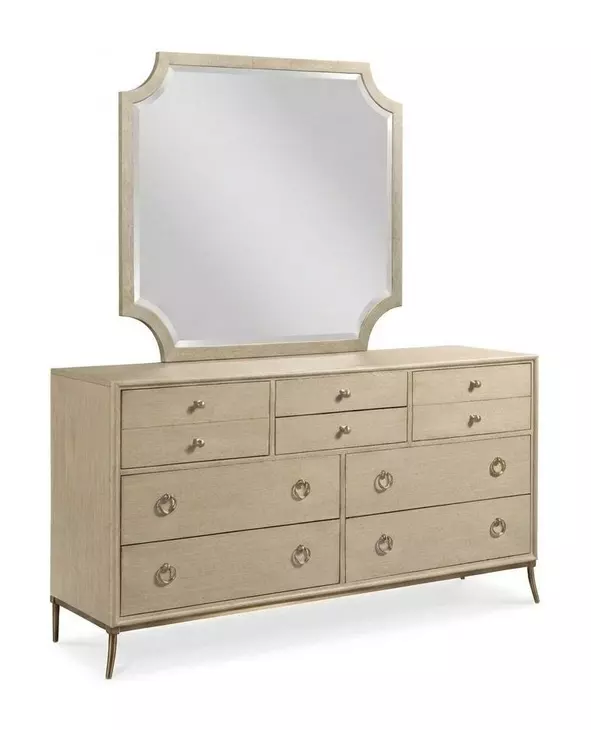 Lenox Alabaster 8 Drawer Straddella Dresser with Rectangular Sarbonne Mirror