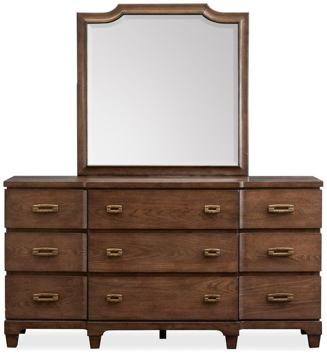 Sugar Mill Spiced Rum 9 Drawer Dresser with Arched Mirror