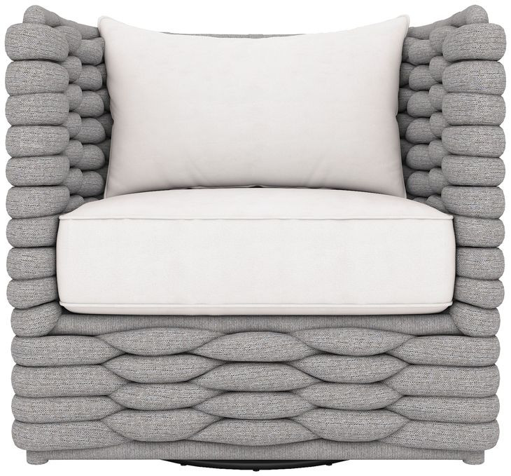 Wailea Nordic White and Gray Performance Fabric Outdoor Swivel Chair