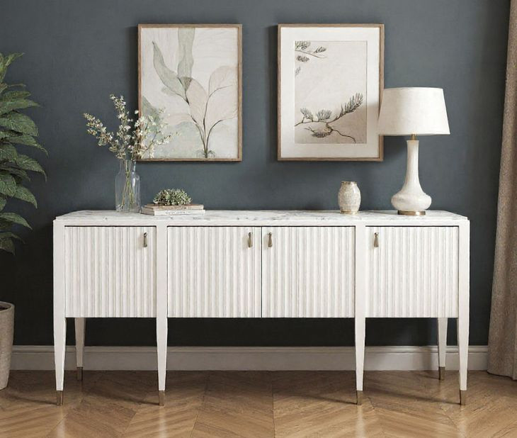 Eave Uplifting White 1 Drawer Sideboard with Stone Top
