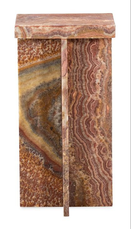 Mosaic Natural Red and Brown Square Stone Top Denys Spot Table