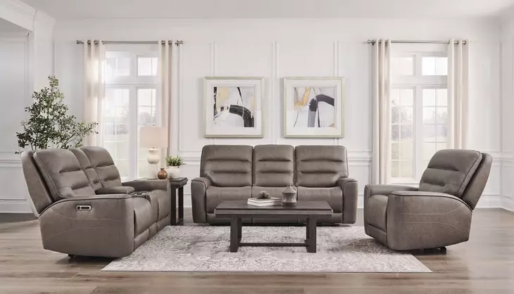 Lawmere Sydney Brunette Zero Gravity Triple Power Reclining Living Room Set with USB Charging