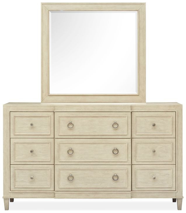 Sheridan Limestone 9 Drawer Dresser with Rectangular Mirror