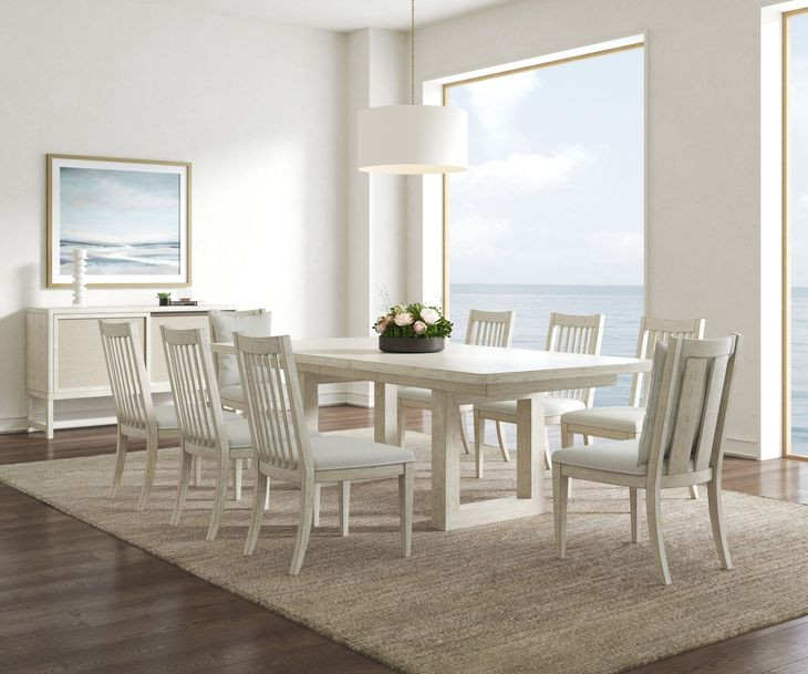 Cotiere Cream Linen Extendable Rectangular Dining Table