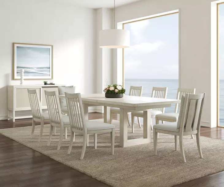Cotiere Cream Linen Extendable Rectangular Dining Room Set