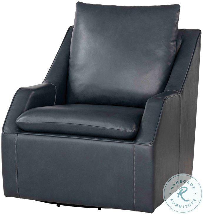 Asterwyn Steamboat Marine Leather Swivel Accent Chair