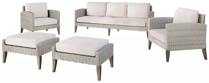 Carezza Taupe and Natural Upholstered 5 Piece Conversation Set