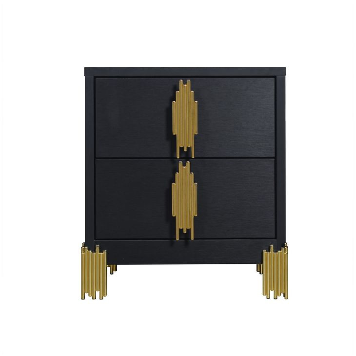 Empire Black 2 Drawer Nightstand
