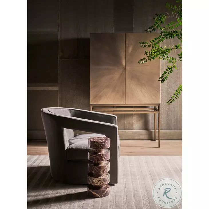 Theo Aged Brass Bar Cabinet