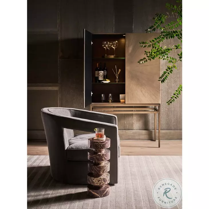 Rosewood Cherry Gold Marble Spot Table