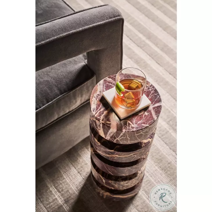 Rosewood Cherry Gold Marble Spot Table