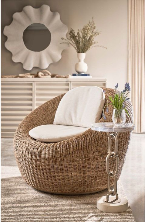 Azure Acrylic Top Round Chain Link Accent Table