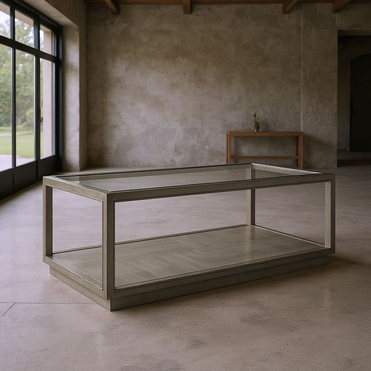 Glaze Quartz Rectangular Glass Top Cocktail Table