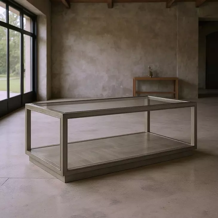 Glaze Quartz Rectangular Glass Top Cocktail Table