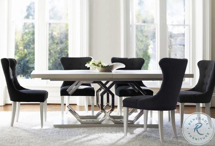 Silhouette Eggshell Rectangular Extendable Dining Room Set