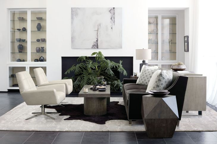 Linea Cerused Greige And Textured Graphite Metal Console Table