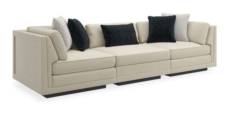 Fusion Beige 3 Piece Modular Sofa Sectional with Pillows