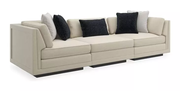 Fusion Beige 3 Piece Modular Sofa Sectional with Pillows