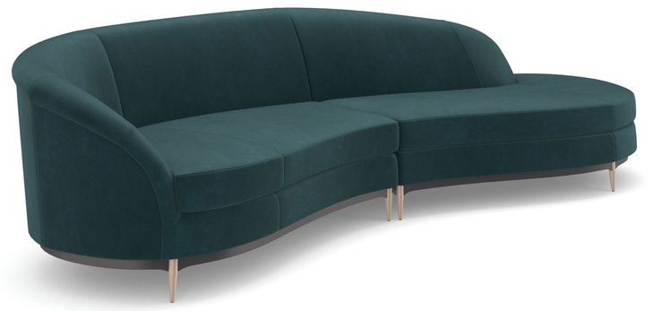 Three's Company Dark Peacock Blue 2 Piece Sectional