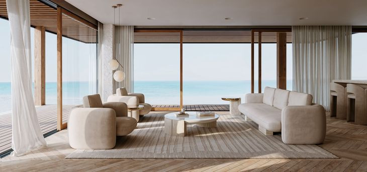 Overlap Latte and Travertine Round Occasional Table Set