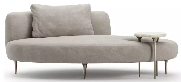 Echo Pale Gray and Champagne Gold 81" Lounge with Accent Table