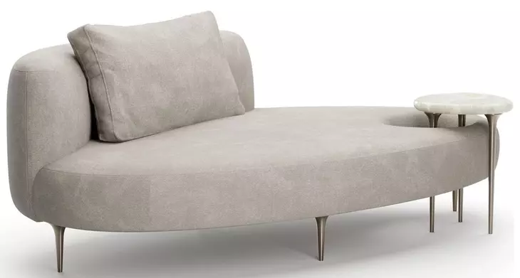 Echo Pale Gray and Champagne Gold 81" Lounge with Accent Table