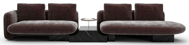 Overlap Dark Taupe 3 Piece Modular Sectional with LAF Armless Bumper