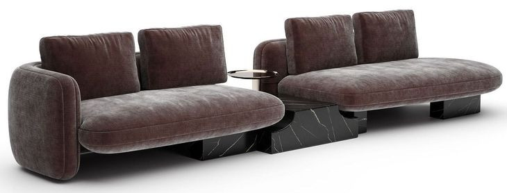 Overlap Dark Taupe 3 Piece Modular Sectional with LAF Armless Bumper