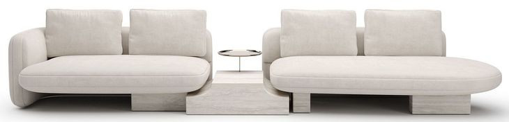 Overlap Ecru 3 Piece Modular Sectional with Armless Bumper