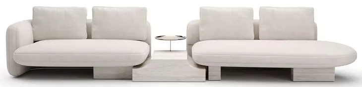 Overlap Ecru 3 Piece Modular Sectional with Armless Bumper