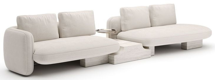 Overlap Ecru 3 Piece Modular Sectional with Armless Bumper