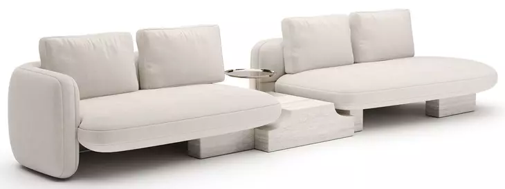 Overlap Ecru 3 Piece Modular Sectional with Armless Bumper