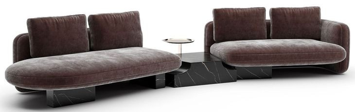 Overlap Dark Taupe 3 Piece Modular Sectional with RAF Loveseat