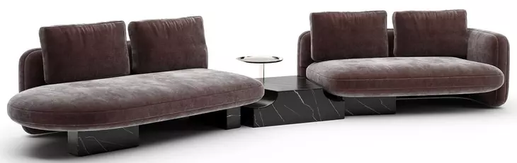 Overlap Dark Taupe 3 Piece Modular Sectional with RAF Loveseat
