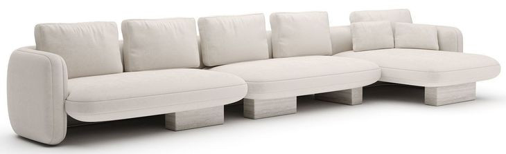Overlap Ecru 3 Piece Modular Sectional with RAF Chaise