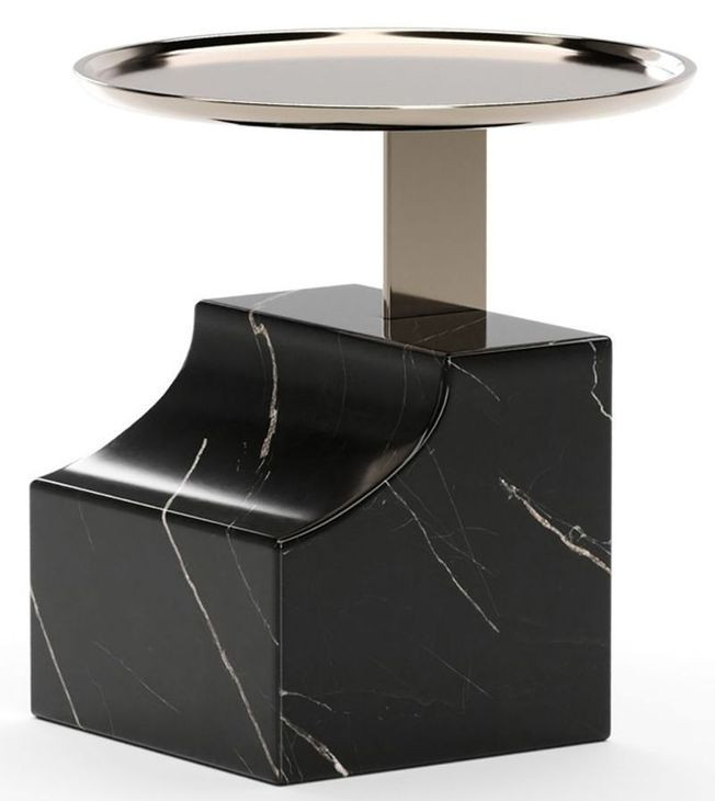 Overlap Nero Marquina and Whisper of Gold Sectional Accent Table