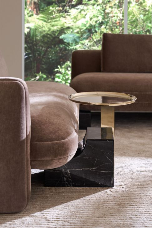 Overlap Nero Marquina and Whisper of Gold Sectional Accent Table