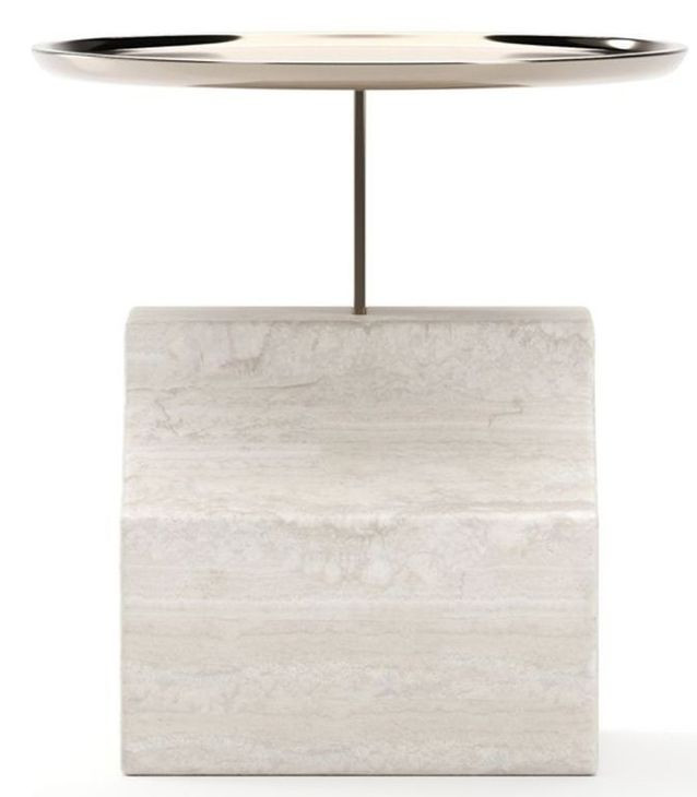 Overlap Travertine and Whisper of Gold Sectional Accent Table