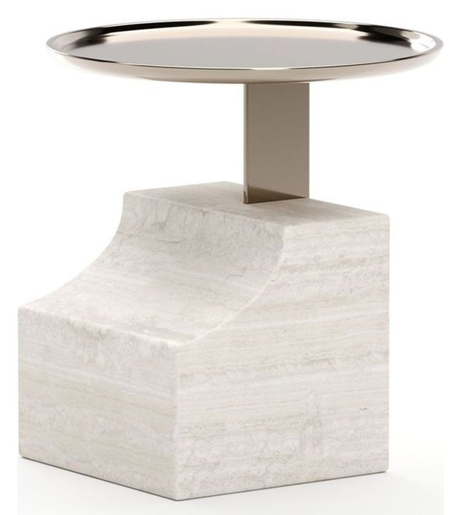 Overlap Travertine and Whisper of Gold Sectional Accent Table