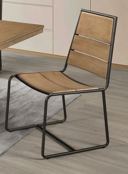 Uptown Light Walnut and Black Side Chair
