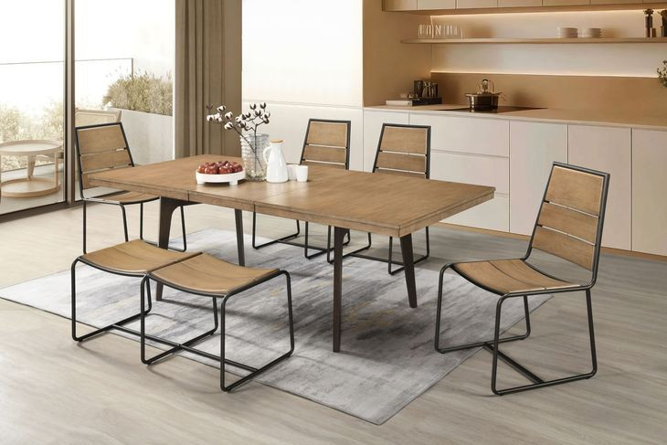 Uptown Light Walnut and Black Dining Bench