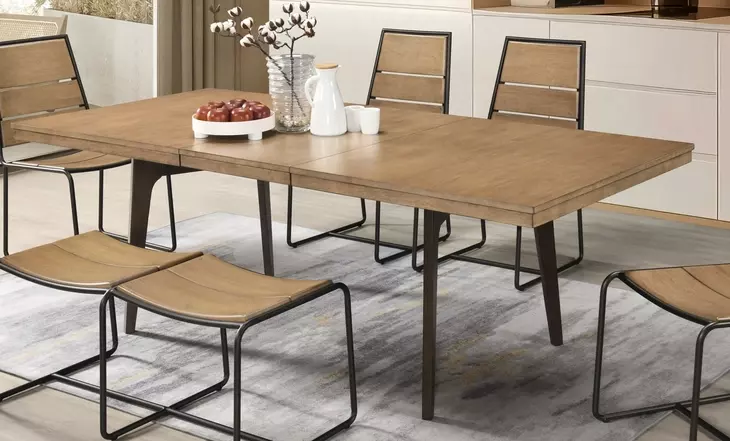 Uptown Light Walnut and Espresso Extendable Rectangular Leg Dining Room Set