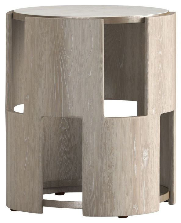 Artifacts Weathered White and Gray Round Marble Top Rhodes Occassional Table Set