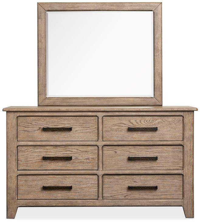 Claremont Smokey Taupe 6 Drawer Dresser with Rectangular Mirror