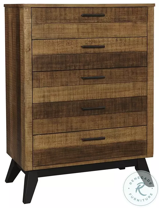 Urban Rustic Brushed Wheat 5 Drawer Chest