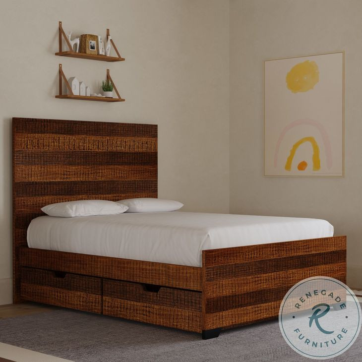 Urban Rustic Brushed Wheat Full Bed with Storage