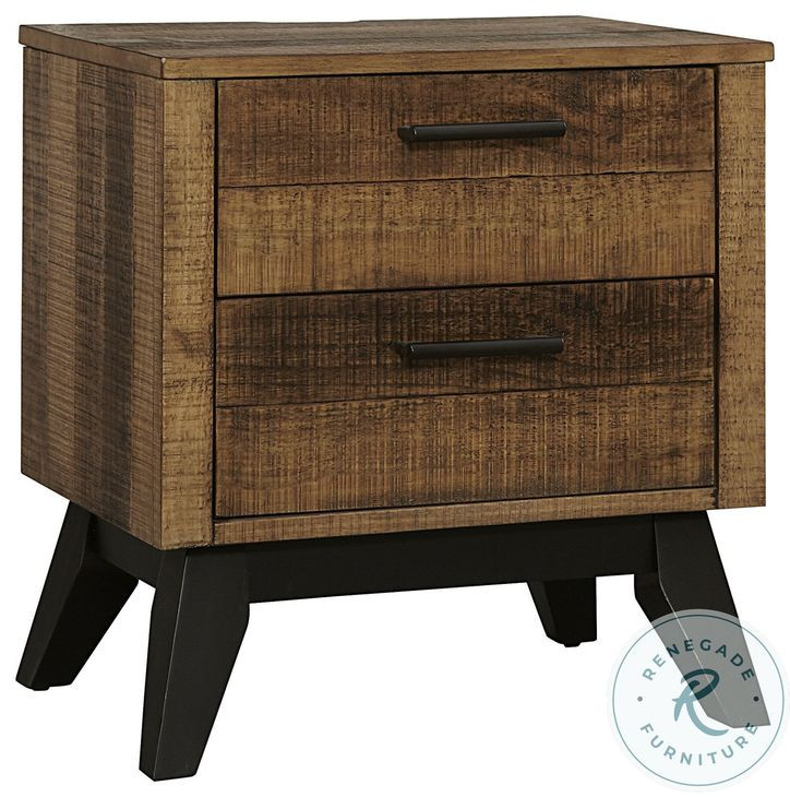 Urban Rustic Brushed Wheat 2 Drawer Nightstand with USB Charging