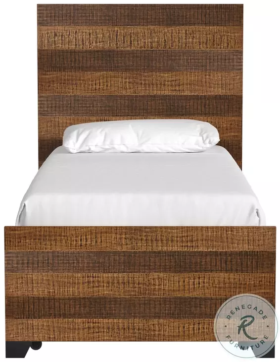 Urban Rustic Brushed Wheat Twin Bed with Storage